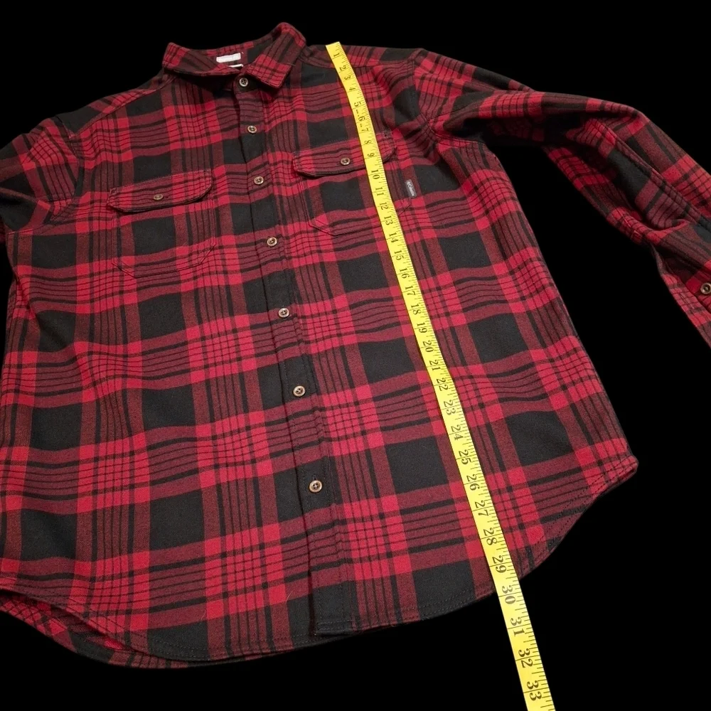 Columbia Sportswear Red Plaid Button-Up Long Sleeve Shirt Jacket  Men Size Large